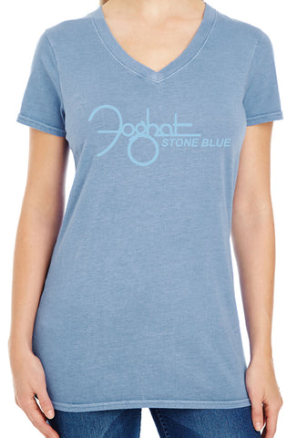 Ladies Stone Blue V-Neck T-Shirt